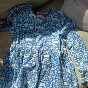 MINI BODEN Blue  and White Patterned Dress